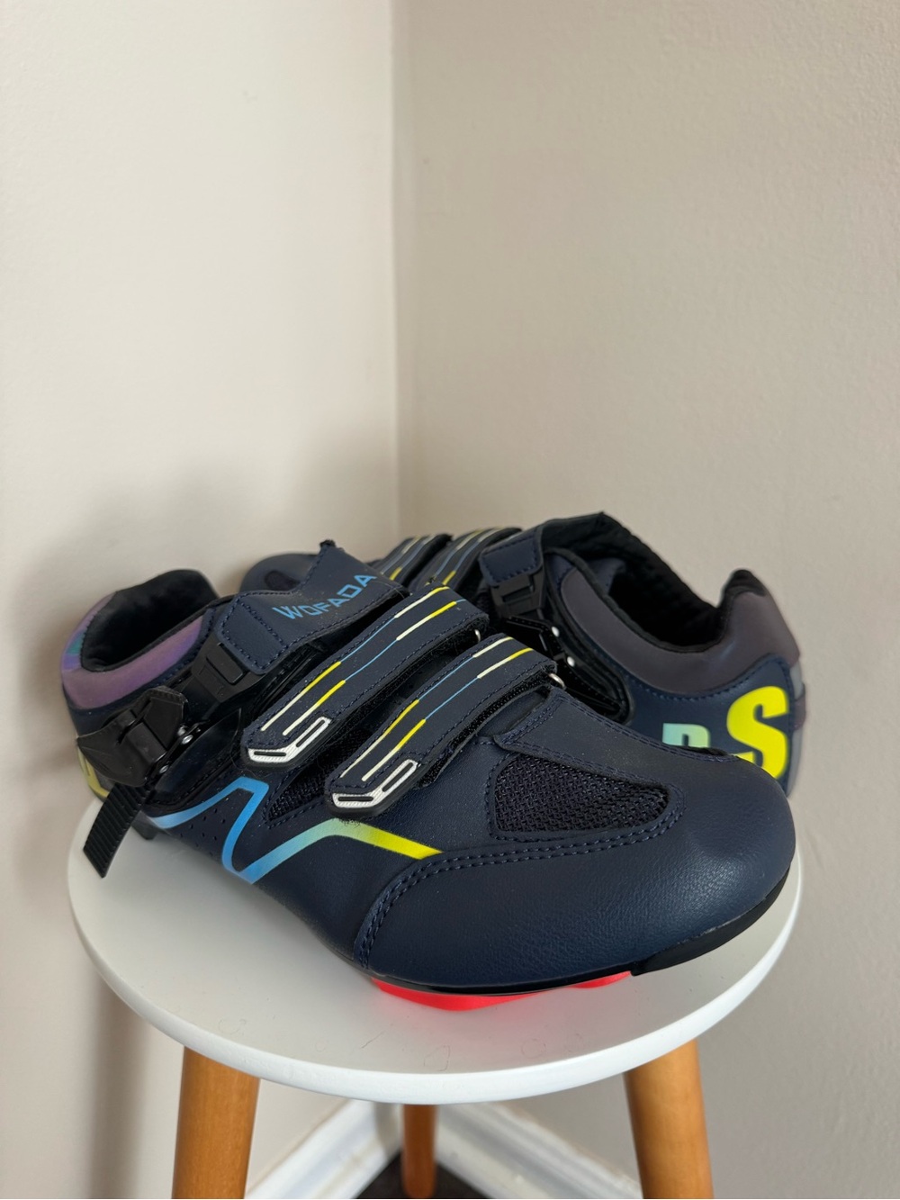 Women’s Navy Cycling Shoes with Neon Accents